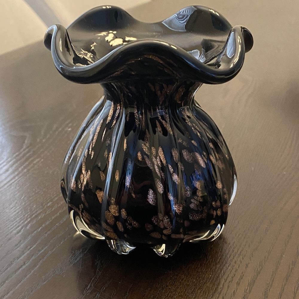 Black and Gold Glass Vase